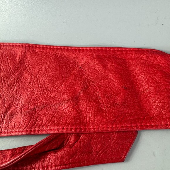 Kenzo Paris Cuir Veritable Made in France Black Leather Wide Belt, Red main image 6